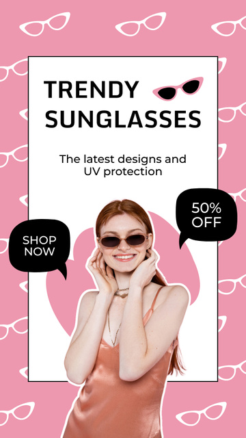 Stylish Sunglasses with UV Protection at Reduced Price Instagram Story Design Template