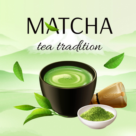 Designvorlage Matcha Tea with Powder für Animated Post