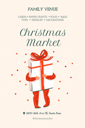 Christmas Market Invitation Family Decorating Tree Flyer 4x6in Tasarım Şablonu
