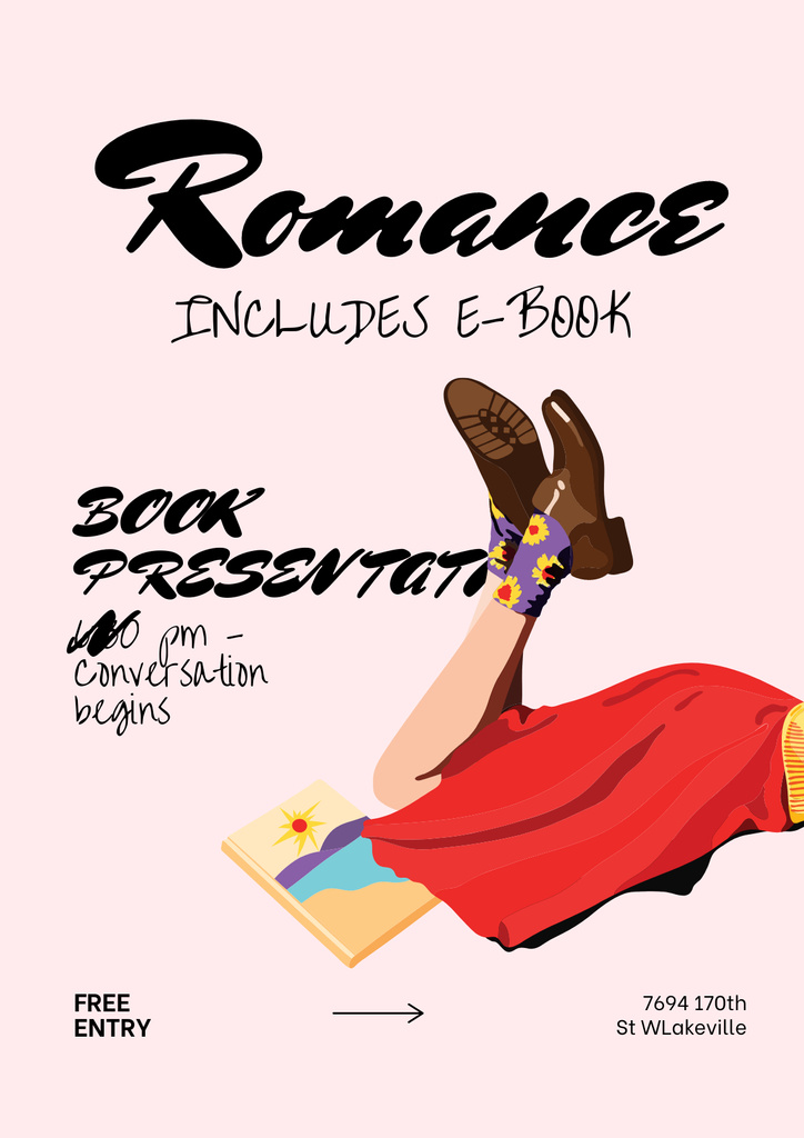 Romance Book Presentation Announcement Poster Šablona návrhu