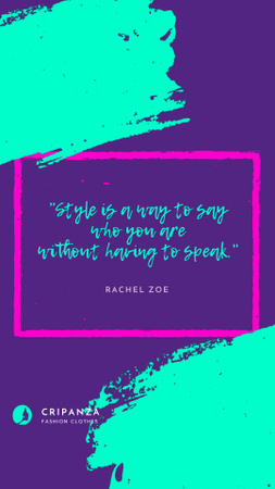 Fashion Quote in Geometric Frame in Blue Instagram Video Story Design Template