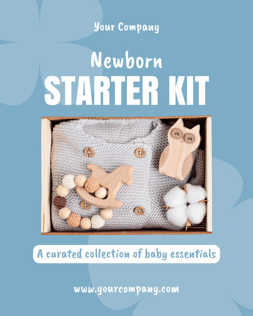 Plantilla de diseño de Cute Newborn Starter Kit Offer Instagram Post Vertical 