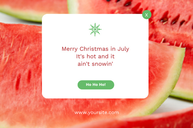 Red Watermelon Slices For Christmas In July Postcard 4x6in Tasarım Şablonu