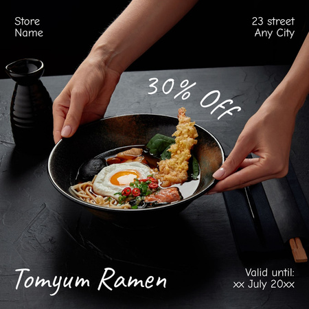 Kedvezmény a hagyományos japán konyha ételeiből Instagram tervezősablon