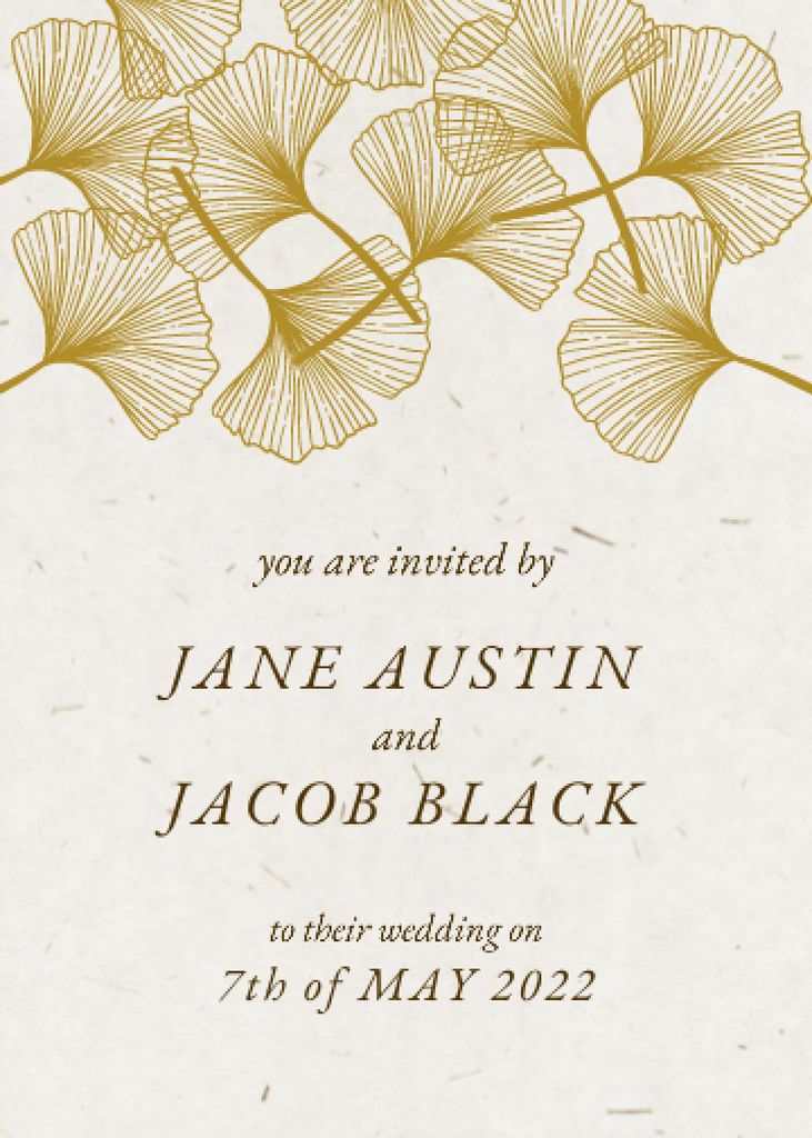 Wedding Day Announcement with Flowers Illustration Invitation Modelo de Design