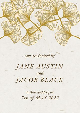 Wedding Day Announcement with Flowers Illustration Invitation Design Template