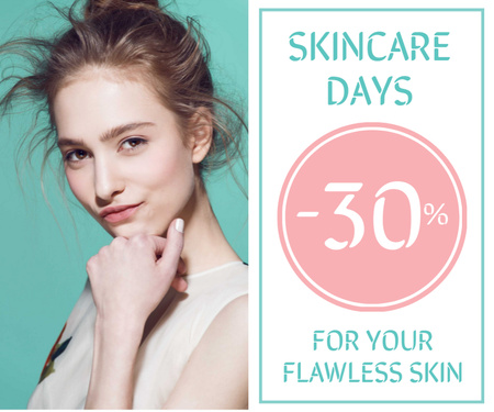 Plantilla de diseño de Skincare Products Sale Girl with Glowing Skin Medium Rectangle 