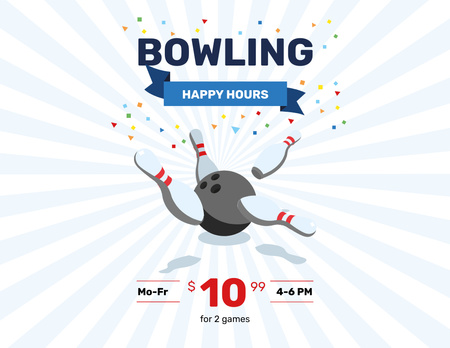 Plantilla de diseño de Discount on Bowling Playing Flyer 8.5x11in Horizontal 