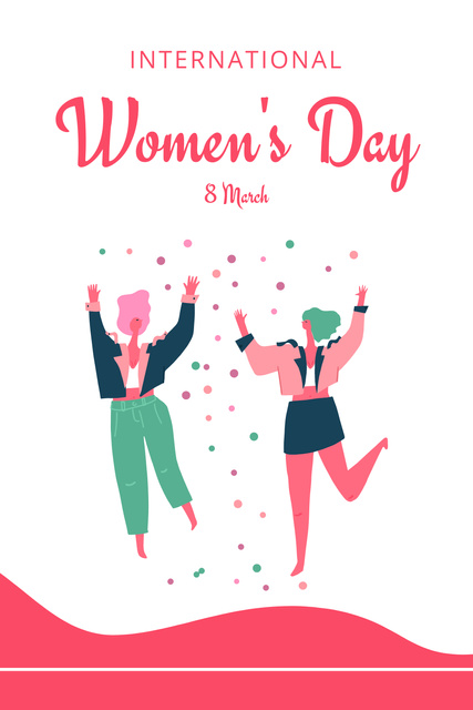Dancing Happy Women on Women's Day Pinterest Tasarım Şablonu