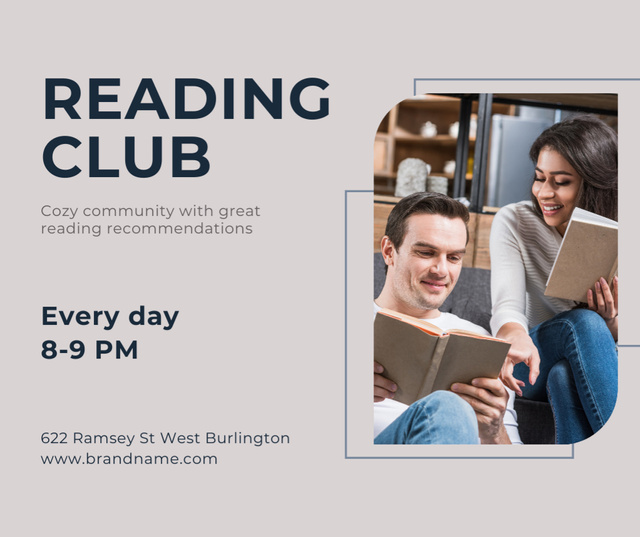 Ontwerpsjabloon van Facebook van Reading Club Advertisement