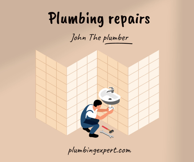 Plumbing Repair Services Offer Medium Rectangle Design Template