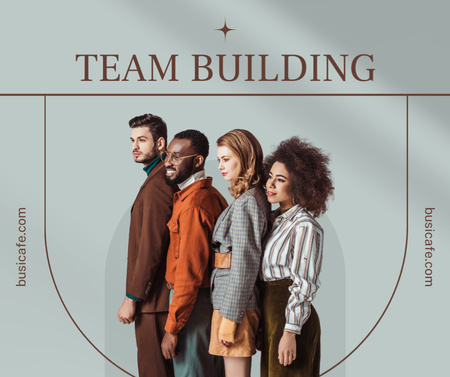 Team Building Announcement with Multiracial People Facebook Design Template