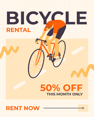 Modèle de visuel Remise sur les vélos de sport de location - Instagram Post Vertical