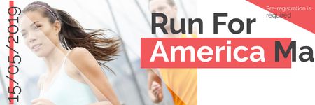 Marathon Announcement with Running Woman Email header Design Template