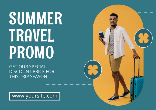 Summer Travel Promo Card Design Template