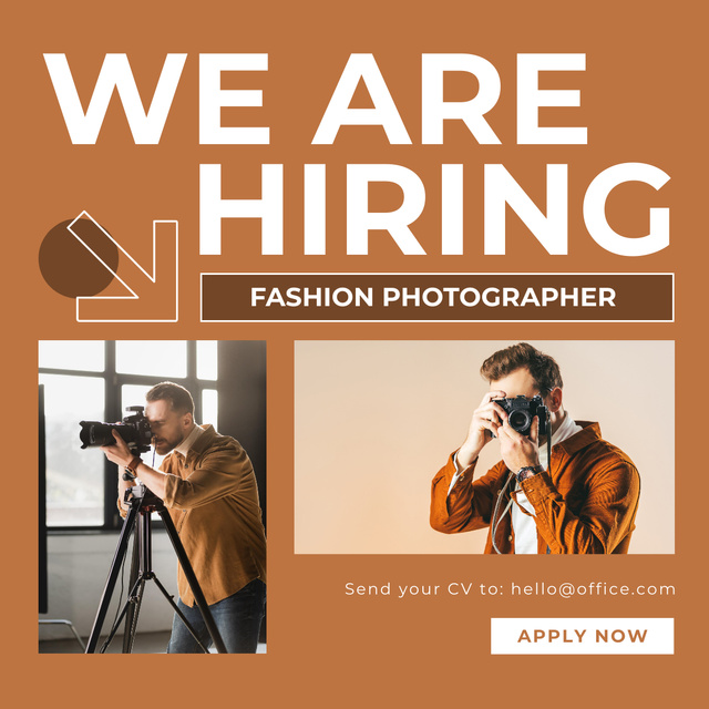 Recruitment of Fashion Photographer LinkedIn post Modelo de Design