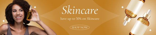 Skincare Ad with Organic Lotion Ebay Store Billboardデザインテンプレート