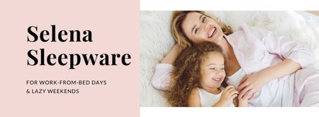 Sleepware Offer with Mother and Daughter in bed Facebook cover Design Template