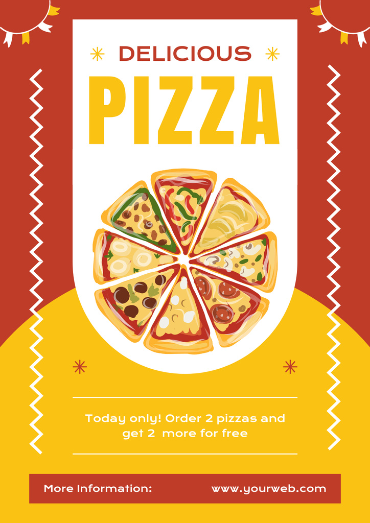 Promotion for Delicious Pizza Slices Poster Design Template