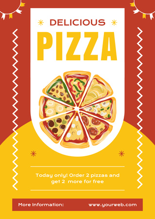 Designvorlage Promotion for Delicious Pizza Slices für Poster