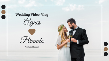 Wedding Video Vlog with Cheerful Couple Youtube Thumbnail Design Template