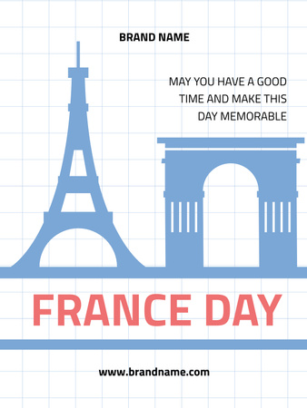 Designvorlage Ankündigung der Feierlichkeiten zum französischen Nationalfeiertag auf Blau für Poster US