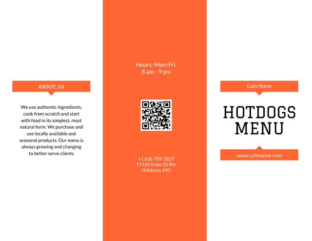 Modèle de visuel Delicious Hotdogs Variety With Description - Menu 11x8.5in Tri-Fold