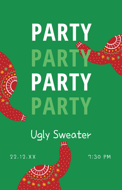 Ugly Sweater Party Ad Invitation 5.5x8.5in Design Template