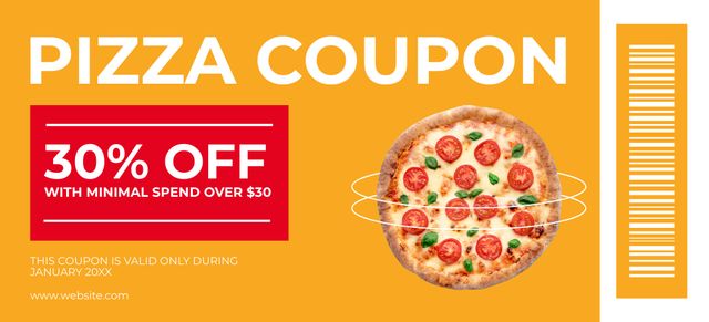 Discount Voucher for Minimum Pizza Order Coupon 3.75x8.25in Design Template