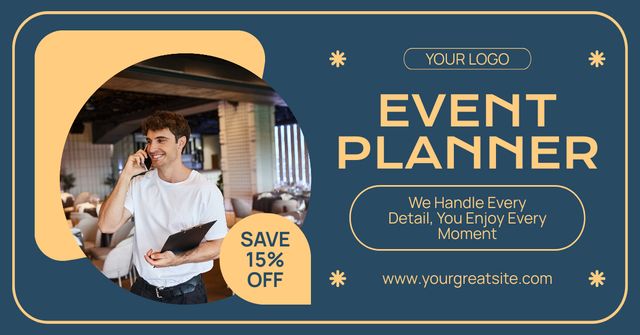 Advantageous Offer for Event Planning Services Facebook AD Design Template