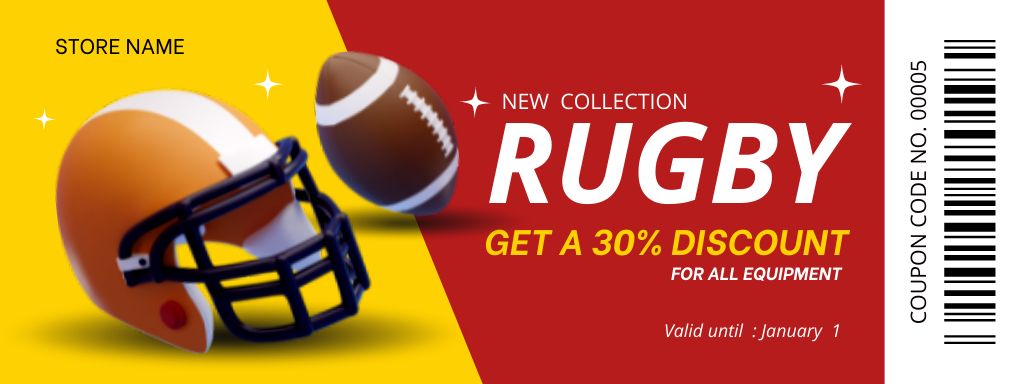 New Collection of Sports Equipment Coupon – шаблон для дизайна