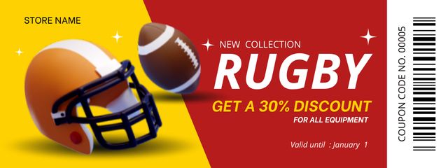 New Collection of Sports Equipment Coupon Design Template