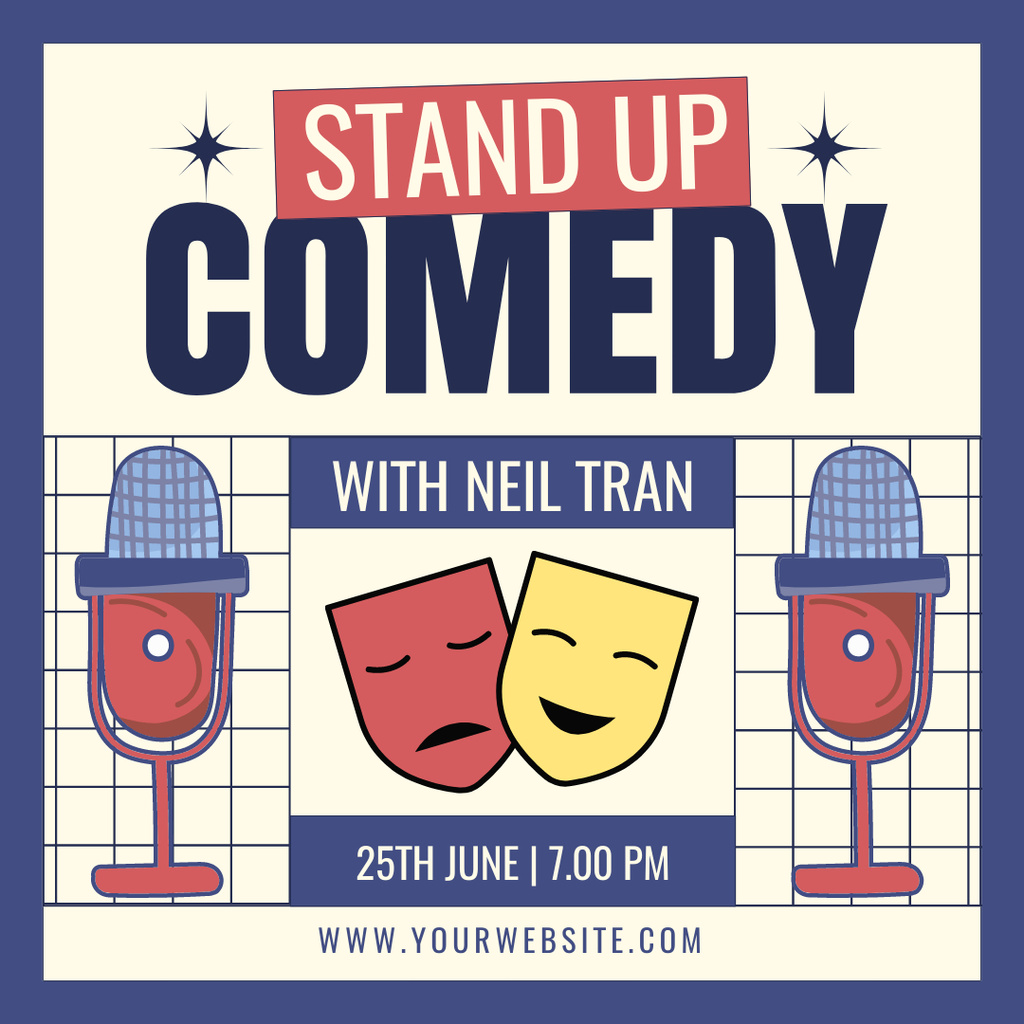 Comedy Show with Happy and Sad Masks Instagram Design Template