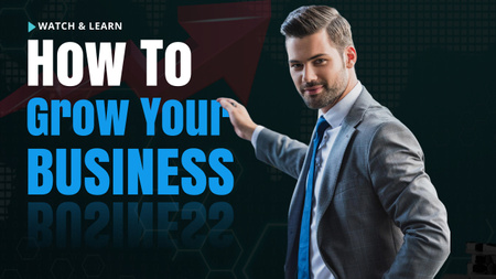 Modèle de visuel Black and Blue Modern How To Grow Business - Youtube Thumbnail