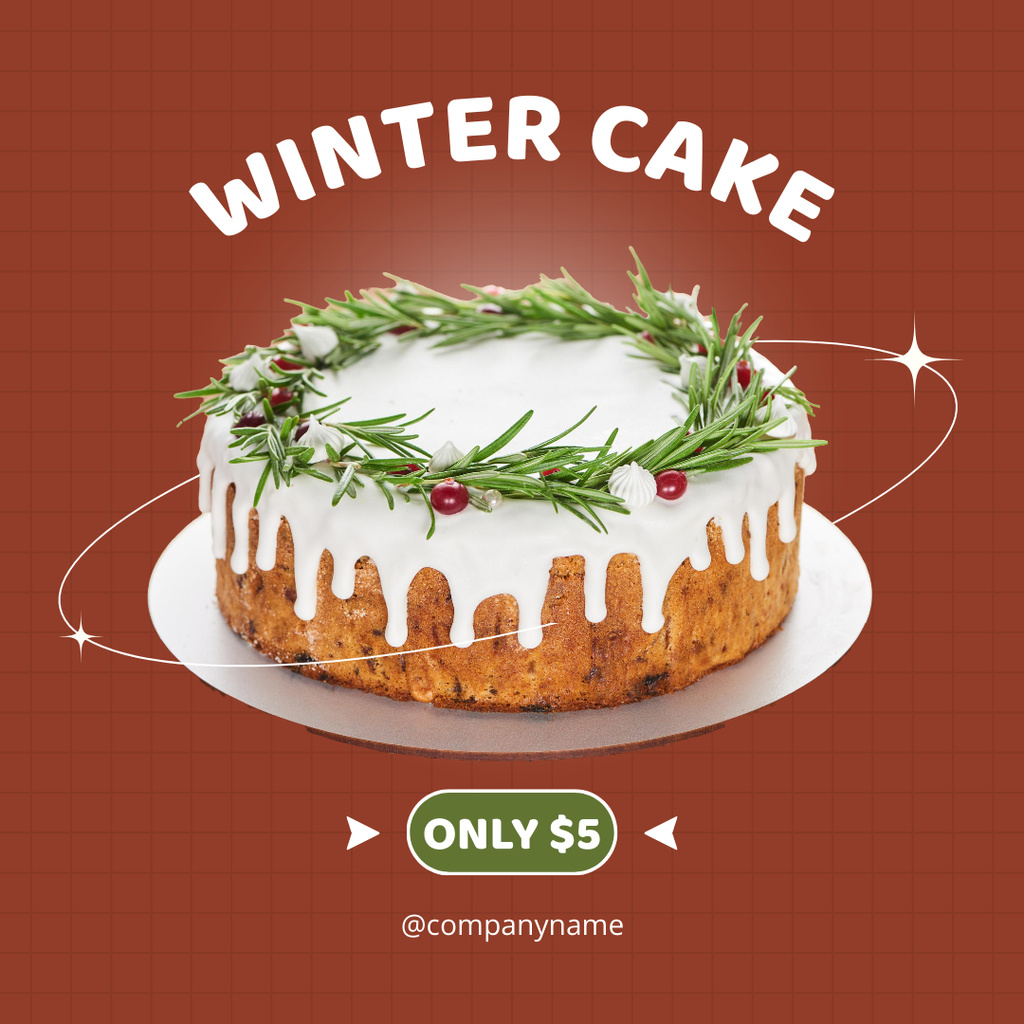 Winter Cake Price Offer Instagram AD Design Template