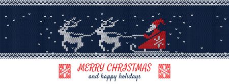 Christmas Greeting Santa Riding in Sleigh over Forest Facebook Video cover Design Template