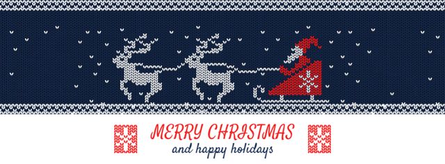 Designvorlage Christmas Greeting Santa Riding in Sleigh over Forest für Facebook Video cover