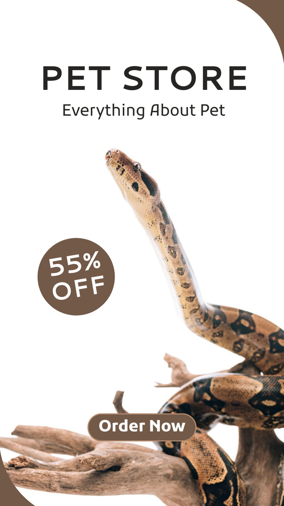 Plantilla de diseño de Pet Store Ad with Python And Big Discounts Instagram Story 
