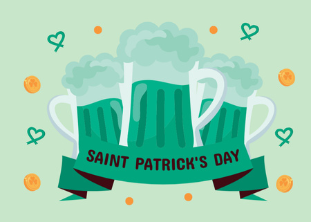 Happy St. Patrick's Day with Beer Glasses Postcard 5x7in Design Template