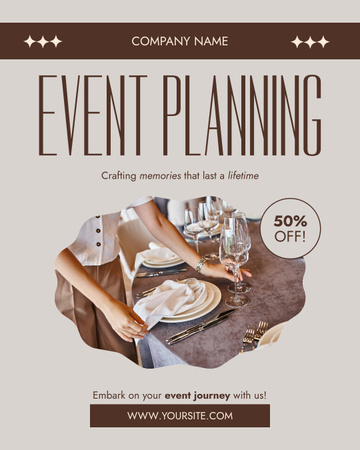 Event Planning with Chic Table Settings Instagram Post Vertical Tasarım Şablonu