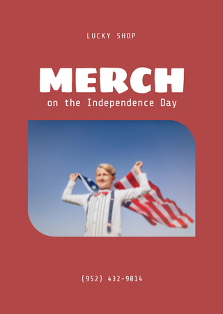 Merch For USA Independence Day Sale Offer Postcard A6 Vertical Design Template