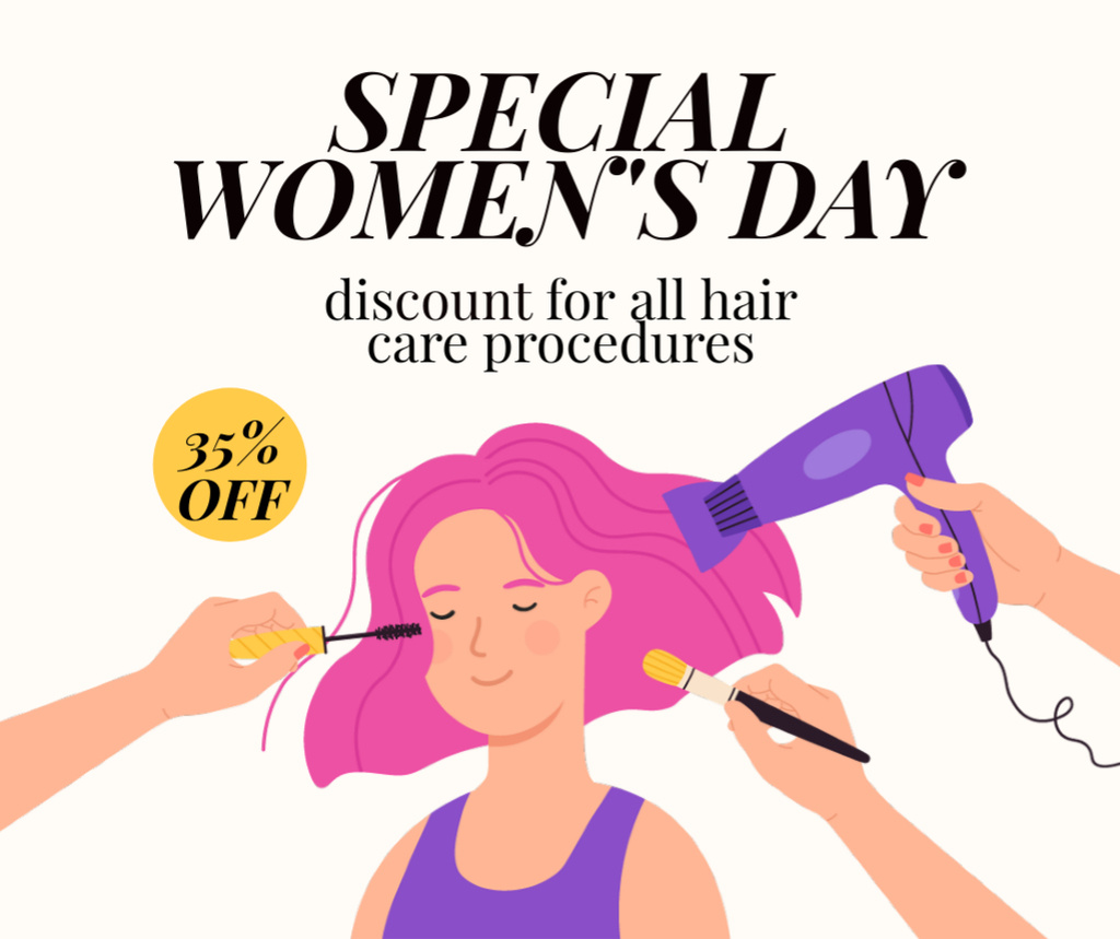 Beauty Services Offer on Women's Day Facebook Πρότυπο σχεδίασης