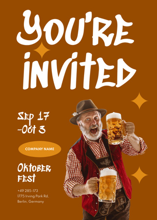 Oktoberfest Celebration Announcement Invitation Šablona návrhu