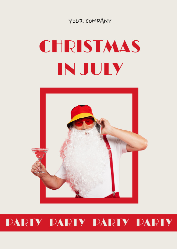 Party in July with Jolly Santa Claus Flayerデザインテンプレート