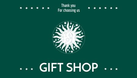 Gift Shop Discount Deep Green Business Card US Design Template