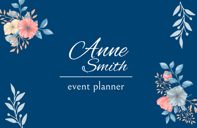Ontwerpsjabloon van Business Card 85x55mm van Appointment of Meeting with Event Planner on Blue
