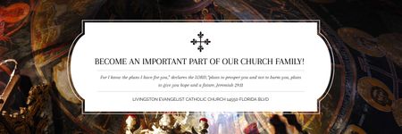 Plantilla de diseño de Evangelist Catholic Church Welcoming New Members Twitter 
