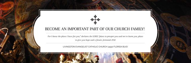 Designvorlage Evangelist Catholic Church Welcoming New Members für Twitter