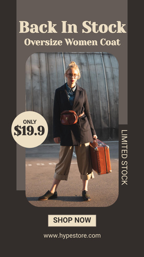 Oversize Women Coat Ad With Business Lady 