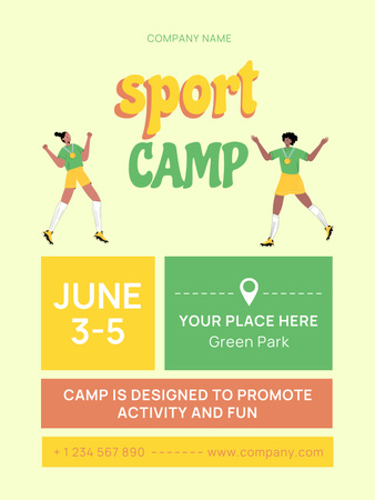 Анонс спортивного лагеря для спортсменов Poster US – шаблон для дизайна